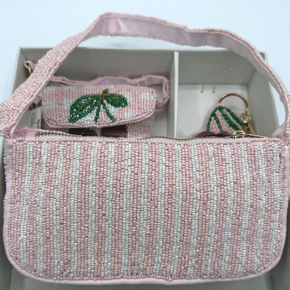 🍒Viral Handmade India Beaded Red Cherry Shoulder & Mini Bag Key Chain Set NEW🍒 - Picture 4 of 7